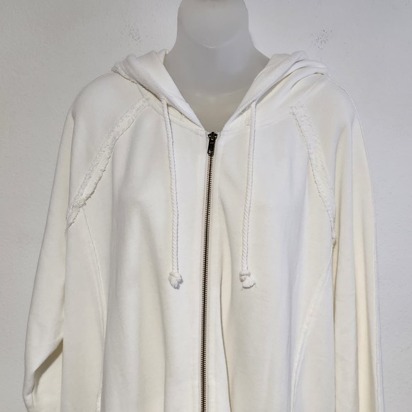 NEW Free People LONG KARA CARDI Full Zip Hoodie Jacket M in White Ecru $128 NWOT - Picture 7 of 11